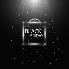 black friday sale handmade lettering, calligraphy with garland and dark background for logo, banners