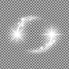 Glittering star dust, circle of lights, white color