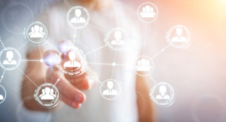 Canvas Print - businessman using social network connection 3d rendering