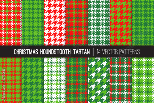 Fotografía Christmas Houndstooth Tartan Tweed Vector Patterns