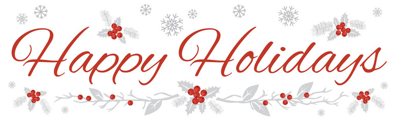 Wall Mural - Happy Holidays Wide Banner on White Background 1