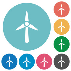 Wall Mural - Wind turbine flat round icons