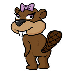 Wall Mural - Cartoon Female Beaver