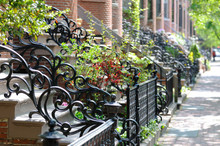 Iron Railings And Spring Colors In Boston South End