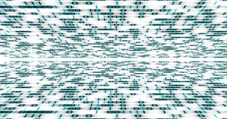 Canvas Print - set of random binary code glowing on a black background
