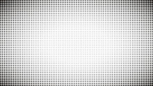 Abstract Black And White Dots Background. Comic Pop Art Style. Light Effect. Gradient Background With Dots.