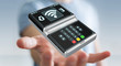 © sdecoret - Businessman using contactless terminal payment 3D rendering