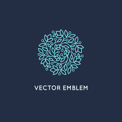 Vector logo design template and emblem made with leaves and flowers