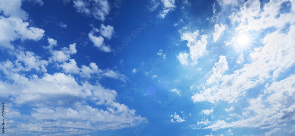 太陽と青空と雲-ワイド Stock Photo | Adobe Stock