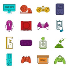 Sticker - Video game set , outline style