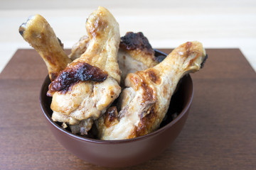 appetizing cooked chicken legs