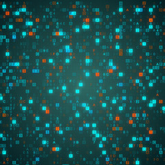 Wall Mural - digital data hex code glowing symbols