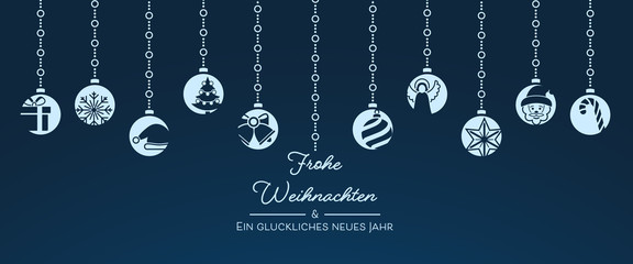 Wall Mural - Weihnachten Icon Kugeln - Blau (Vollton) 