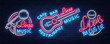 © Ivan - Live music set of neon signs vector logos, poster, emblem for live music festivals, music bars, karaoke, night clubs. Collection of templates for flyers, banners, invitations, brochures and covers