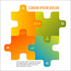 Wall Mural - banking team infographic template puzzle style
