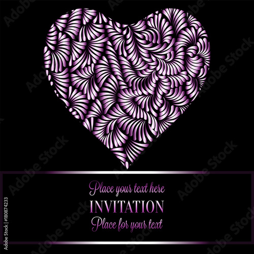 Romantic Background With Antique Luxury Black Metal Purple