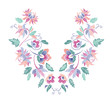Floral pattern , neck line designs. Vector illustration hand drawn. Fantasy flowers embroidery pattern...