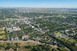 An aerial photo of an urban cityscape during summer. Calgary, Alberta, Canada.