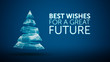 modern christmas tree and wishes great future season greetings message on blue background. Elegant holiday season social digital card for technology,futuristic business