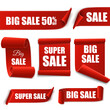 Big Sale banners. Paper scrolls. Vector Super sale stickers.