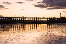Sunset In Newhaven Harbour Near Seaford, East Sussex, England, Selective Focus