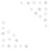 Fototapeta Kwiaty - Festive decorative frame made of snowflakes on a white background. For posters, postcards, greeting for Christmas, new year.