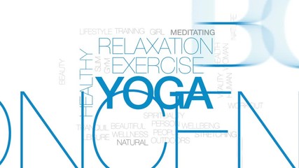 Poster - Yoga animated word cloud, text design animation. Kinetic typography.