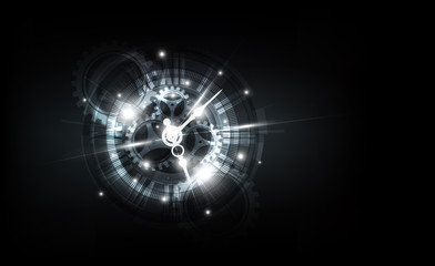 Wall Mural - abstract futuristic technology background with clock concept and time machine, vector illustration