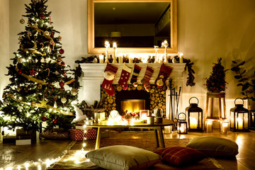 a decorated christmas tree in the house
