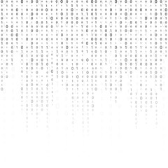 Wall Mural - binary code zero one matrix white background. banner, pattern, wallpaper. vector illustration
