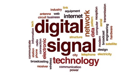 Wall Mural - Digital signal animated word cloud, text design animation.