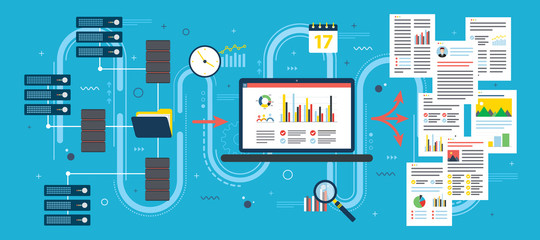 Wall Mural - cloud computing devices, data network and business intelligence.