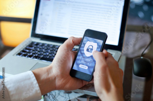 Fotomural data security concept, mobile application access, login and password