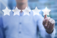 Good Rating Online Concept, 5 Stars Review, Positive Feedback Of Satisfied Customer