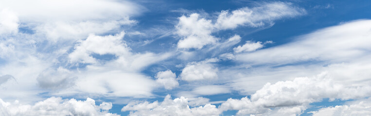 Wall Mural - panoramic white fluffy cloud in the blue sky