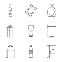 Wall Mural - Packing icons set, outline style