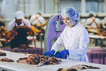 Raw meat production factory worker