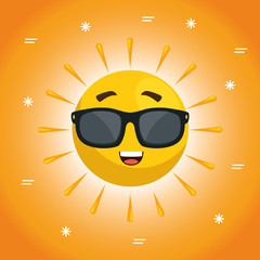 Sticker - summer sun face cartoon