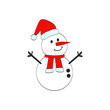 Cute cartoon snowman vector illustration isolated background, Merry Christmas and happy new year.