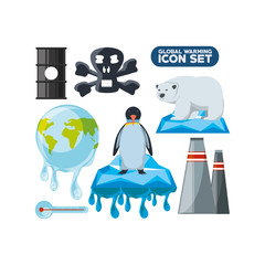 Poster - Global warming icon set over white background colorful design vector illustration