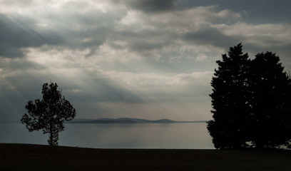 Wall Mural - Stormy skies on the water