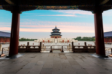 Wall Mural - Wonderful and amazing Beijing temple - Temple of Heaven in Beijing, China. Hall of Prayer for Good Harvest..