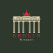 Vector travel banner. The Brandenburg Gate in Berlin. German landmark