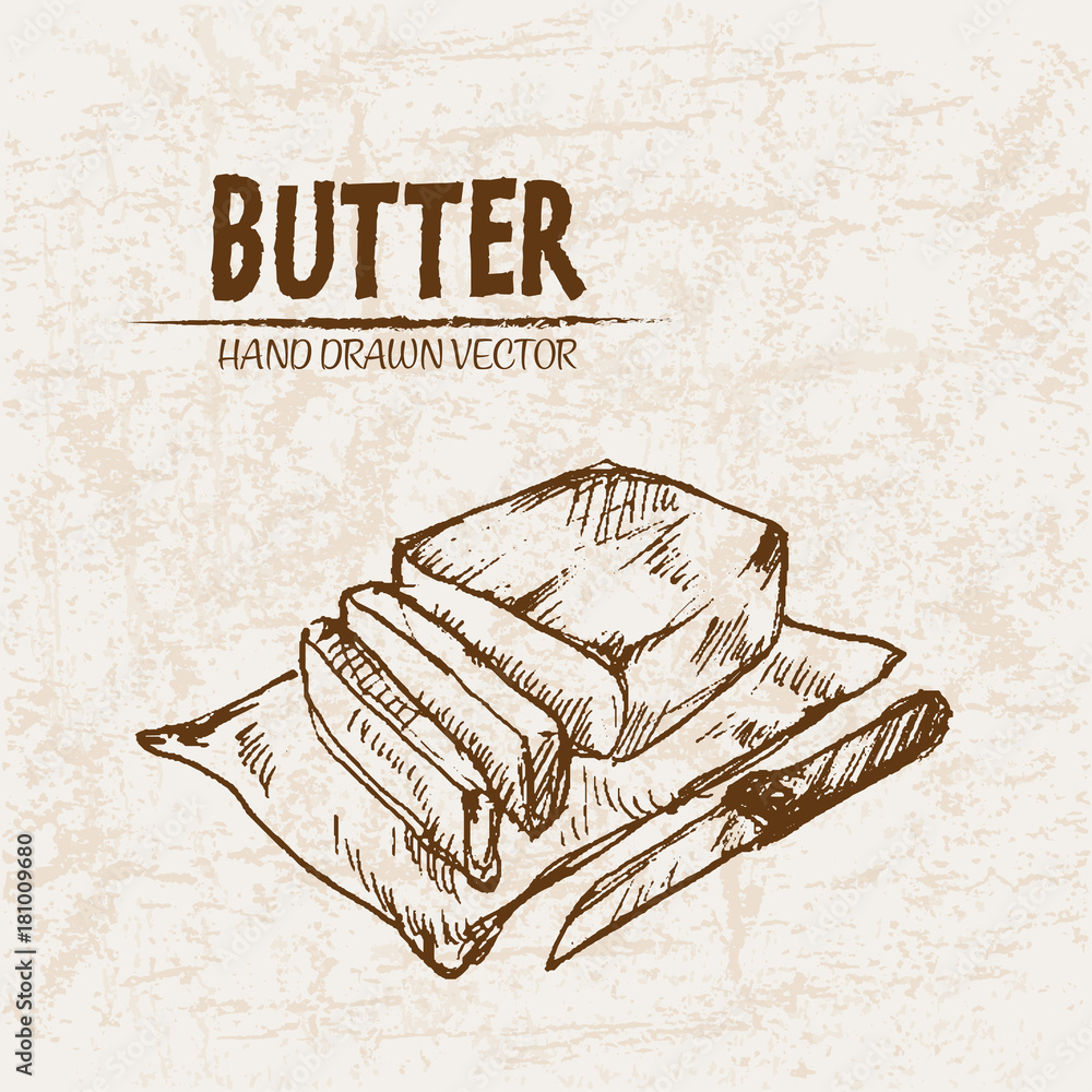 Digital vector detailed line art butter
