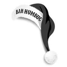 Illustrated Bah Humbug Black Santa Claus Hat Perfect For Photo Booth Or Family Christmas Card. EPS 10 Vector.