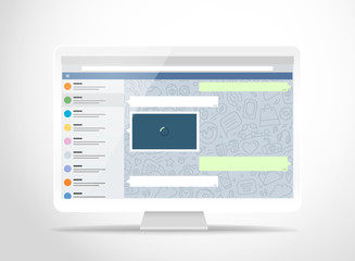 Aufkleber - Modern computer with messenger application on the screen. Photoreal mockup. Template