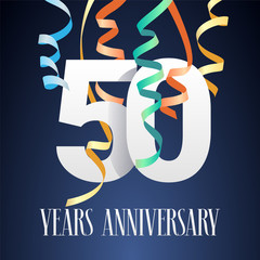 50 years anniversary celebration vector icon, logo