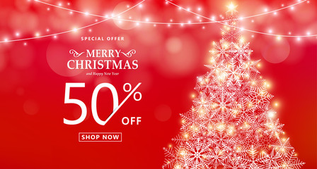 Wall Mural - christmas sale banner. special offer, discount type text, 50 off