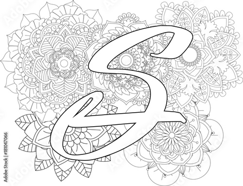 Download mandala-S-monogramlogo-Doodle Floral Letters. Coloring ...