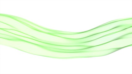 Wall Mural - Abstract green wave in the slow motion on the white background